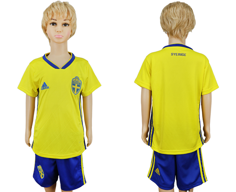 2018 World Cup Children football jersey SWEDEN CHIRLDREN PLAIN
